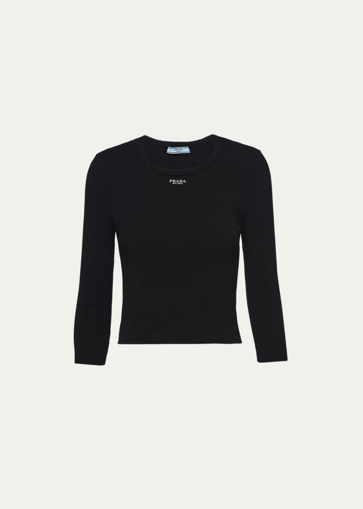 Prada Ribbed Logo-Embroidered Slim Sweater Cover