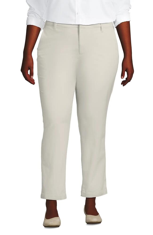 Lands' End Mid Rise Classic Straight Leg Chino Ankle Pants in Light Stone Cover