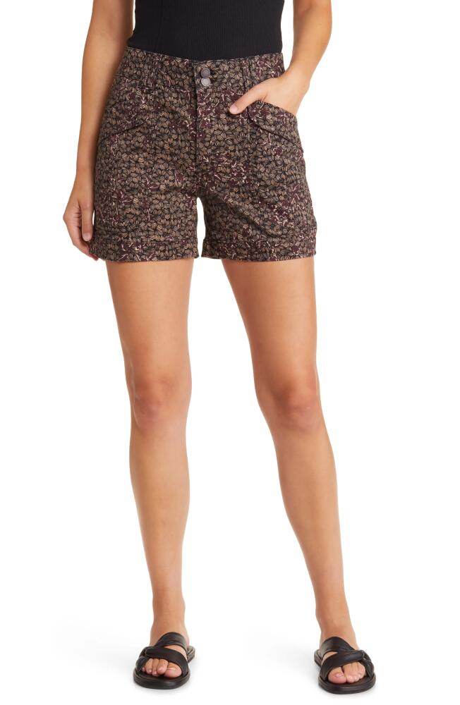 Wit & Wisdom 'Ab'Solution Floral High Waist Shorts in Rustic Raisin Cover