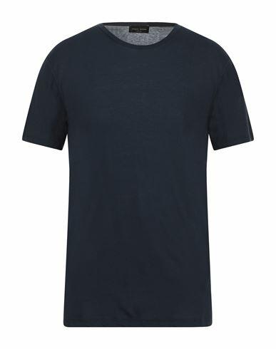 Roberto Collina Man T-shirt Navy blue Cotton Cover