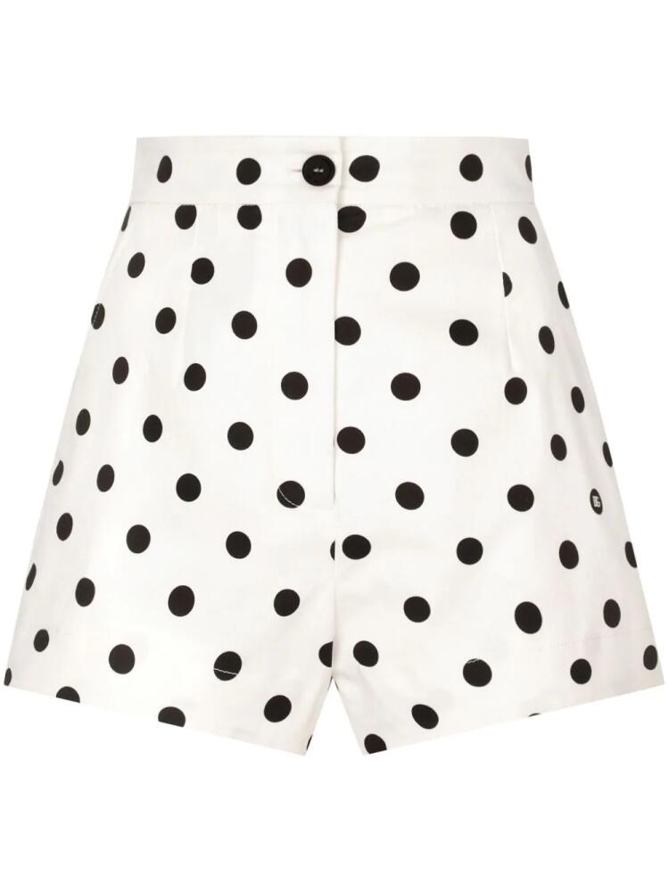 Dolce & Gabbana polka dot-print high-waisted shorts - White Cover