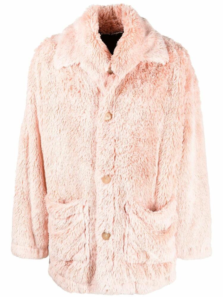 Palm Angels faux shearling shirt jacket - Pink Cover