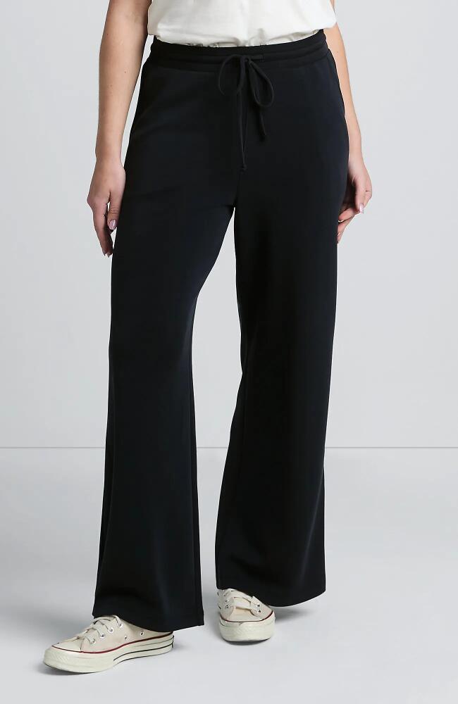 Lands' End Cupro Knit Mid Rise Wide Leg Pants in Black Cover