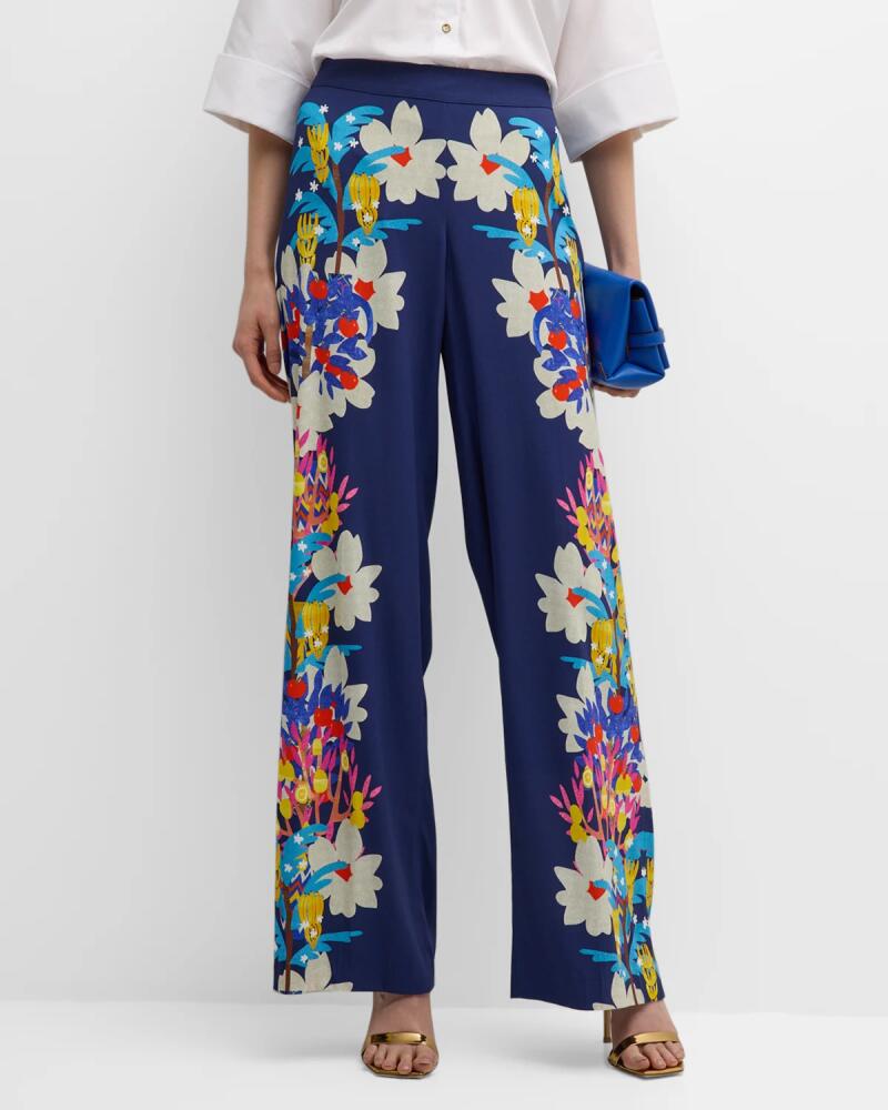 Maison Common Floral Printed Wide-Leg Pants Cover