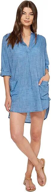 Seafolly Boyfriend Beach Shirt (Chambray) Women's Swimwear Cover