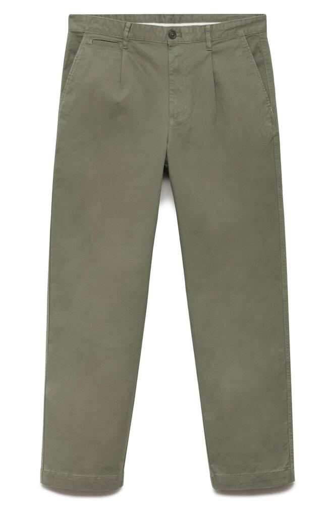 MANGO Regular Fit Pleated Stretch Cotton Dress Pants in Pastel Green Cover