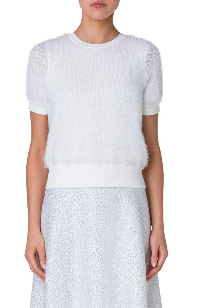 Akris Short Sleeve Silk, Cashmere & Cotton Sweater in Ecru Cover