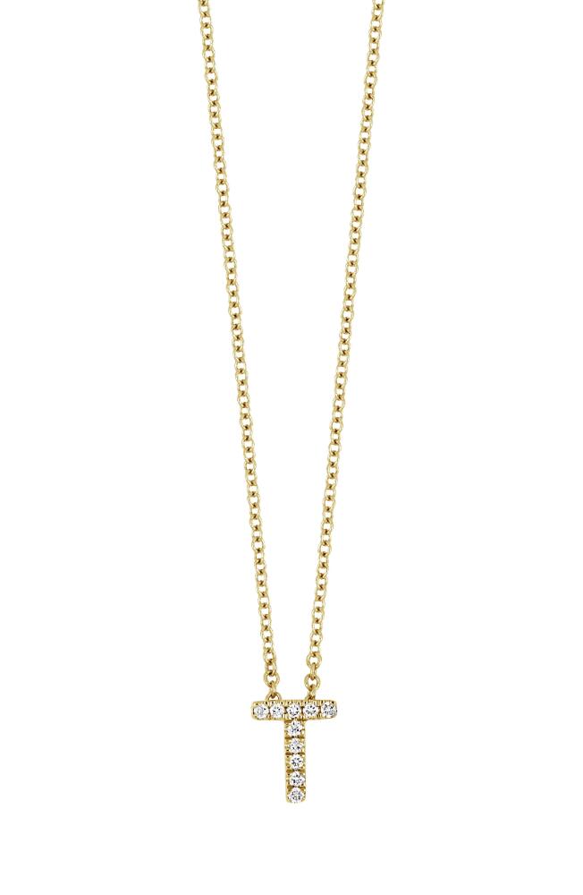 Bony Levy 18k Gold Pavé Diamond Initial Pendant Necklace in Yellow Gold - T Cover