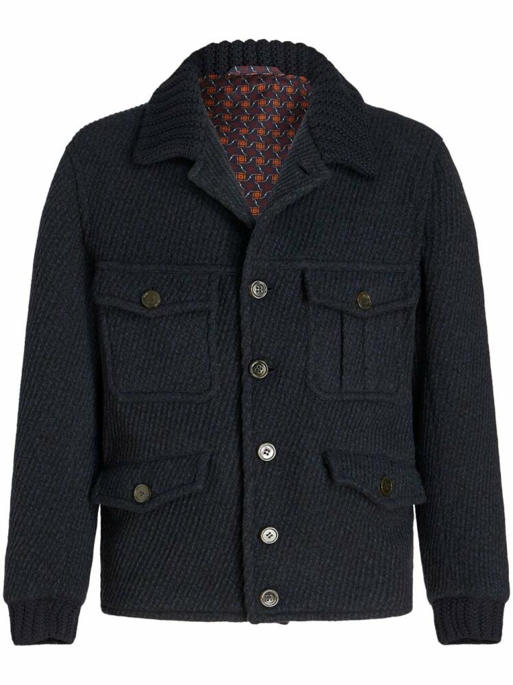 ETRO contrasting-trim wool blend bomber jacket - Black Cover