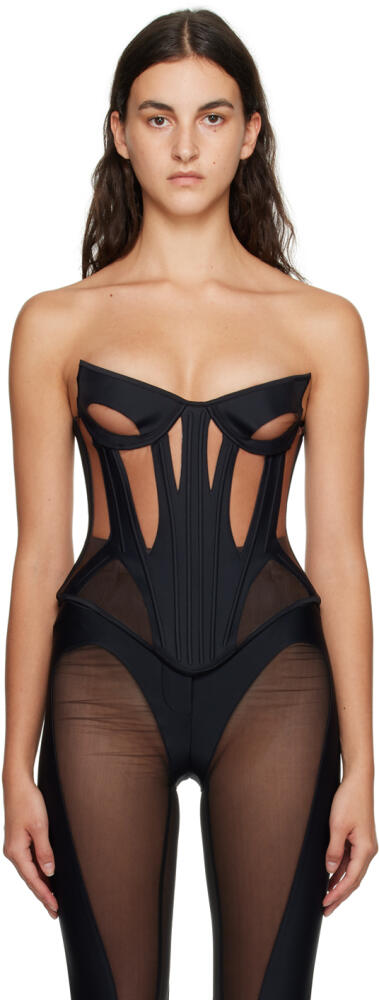 Mugler Black Paneled Corset Cover