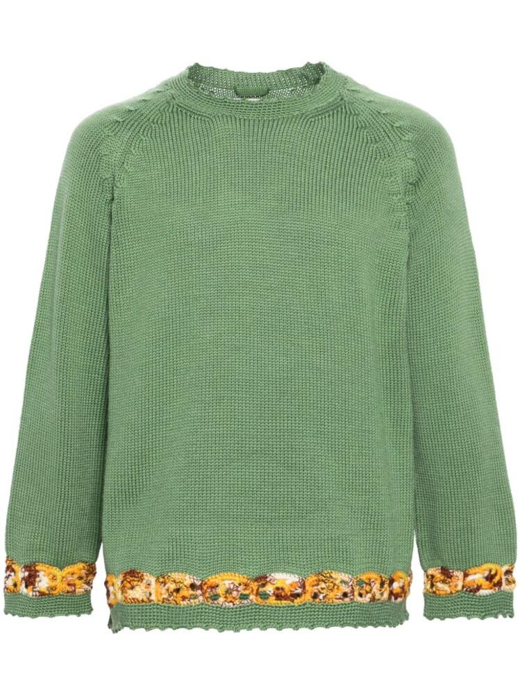 BODE Daisy Garland merino jumper - Green Cover