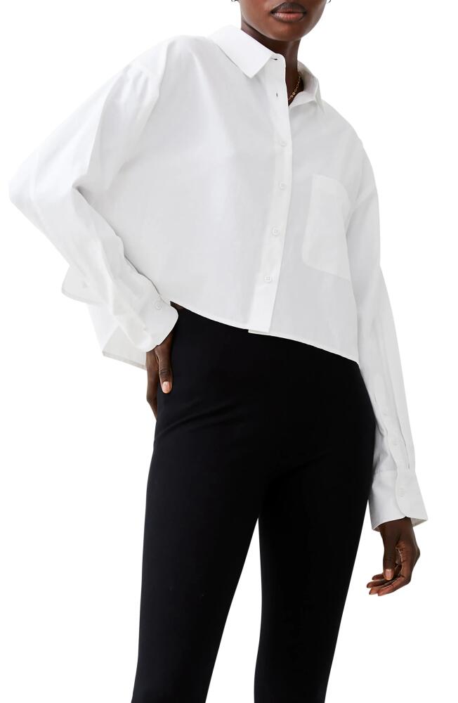 French Connection Crop Poplin Button-Up Shirt in Linen White Cover