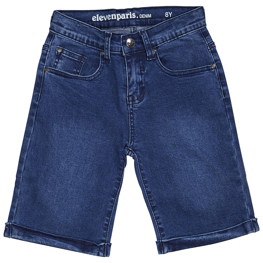 Little Eleven Paris Boys Dark Blue Looney Knit Shorts Cover