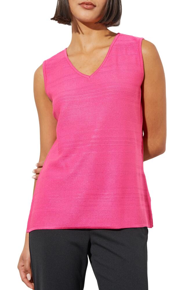 Ming Wang V-Neck Knit Tank Top in Carmine Rose Cover