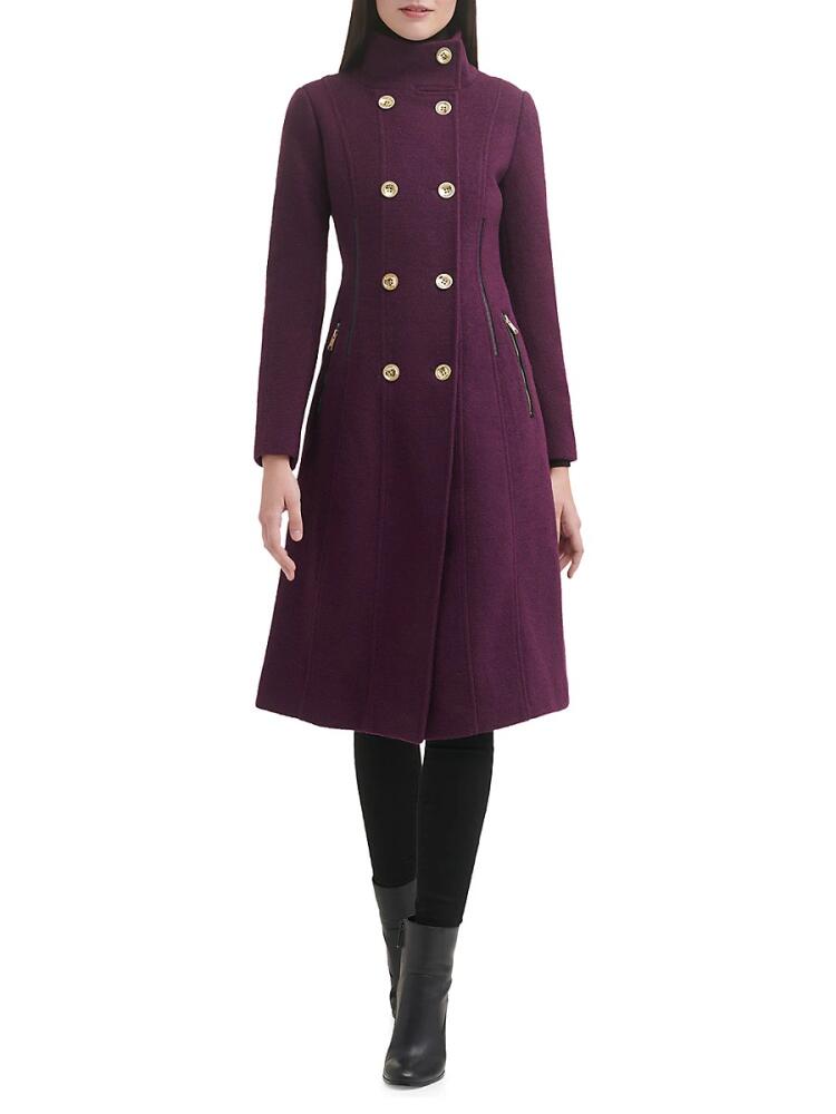 Guess Women's Wool Blend Trench Coat - Eggplant Cover