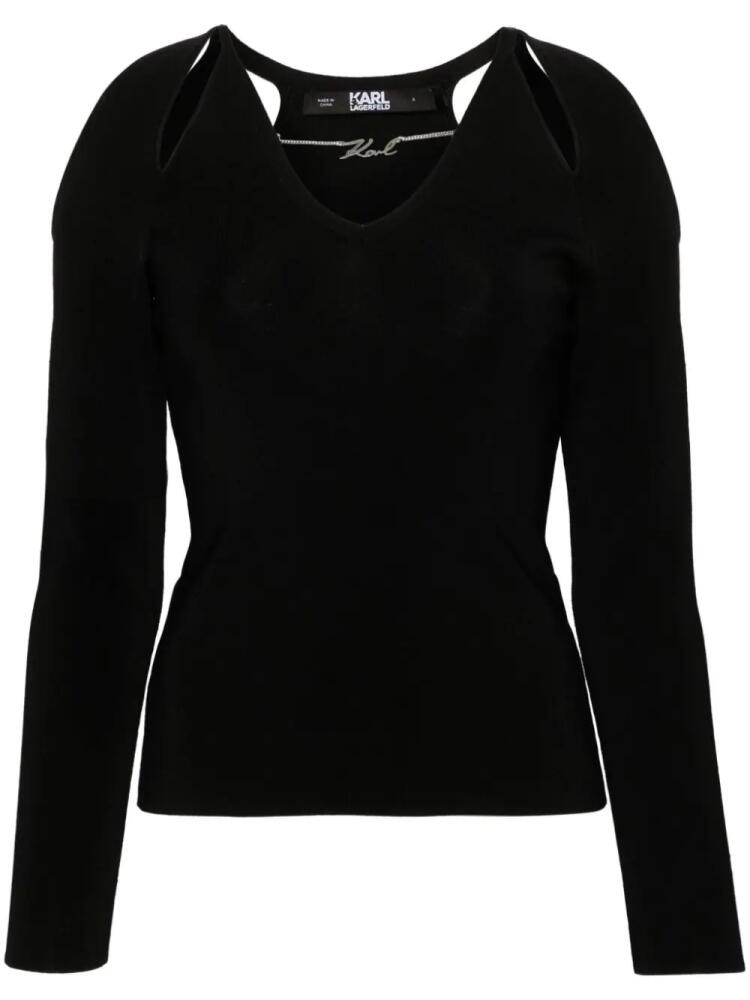 Karl Lagerfeld logo-plaque cut-out jumper - Black Cover