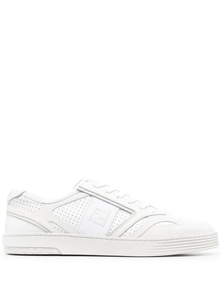 FENDI FF-embroidered lace-up sneakers - White Cover