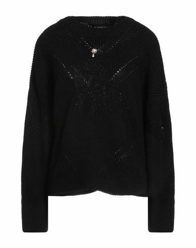 Ermanno Scervino Woman Sweater Black Cotton, Crystal, Brass Cover