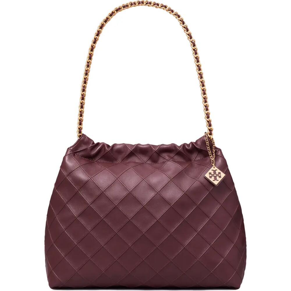 Tory Burch Fleming Soft Quilted Leather Hobo Bag in Albarossa Cover