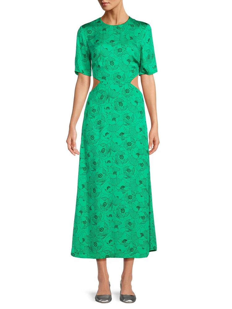 The Kooples Women's Floral Cutout Midi Dress - Green Cover