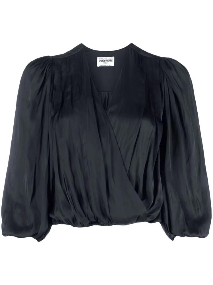 Zadig&Voltaire V-neck draped satin blouse - Black Cover