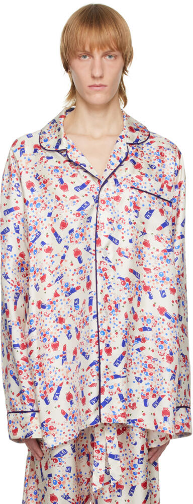 Maison Margiela White & Blue Ditsy Pyjama Shirt Cover