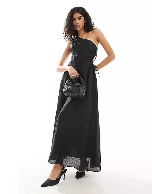 Ever New asymmetric cut-out waist maxi dress in black Cover