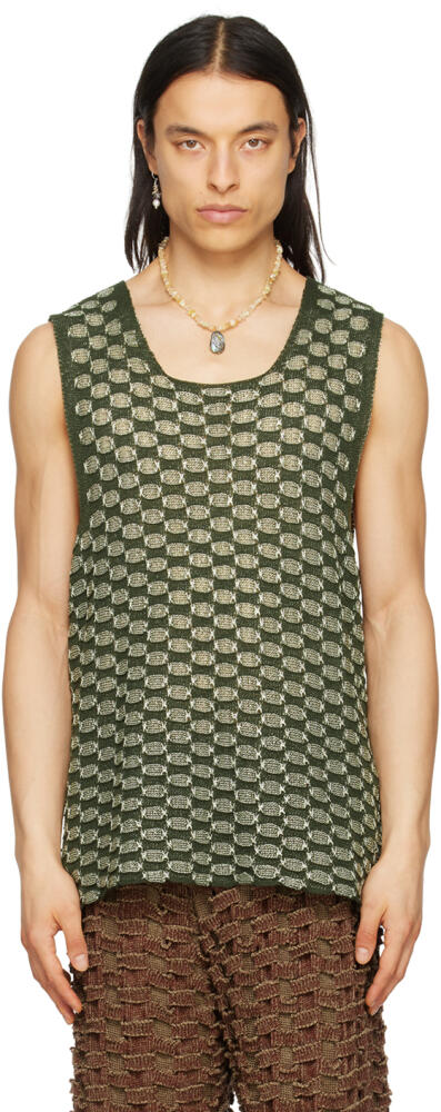 Isa Boulder SSENSE Exclusive Green & Off-White Tank Top Cover