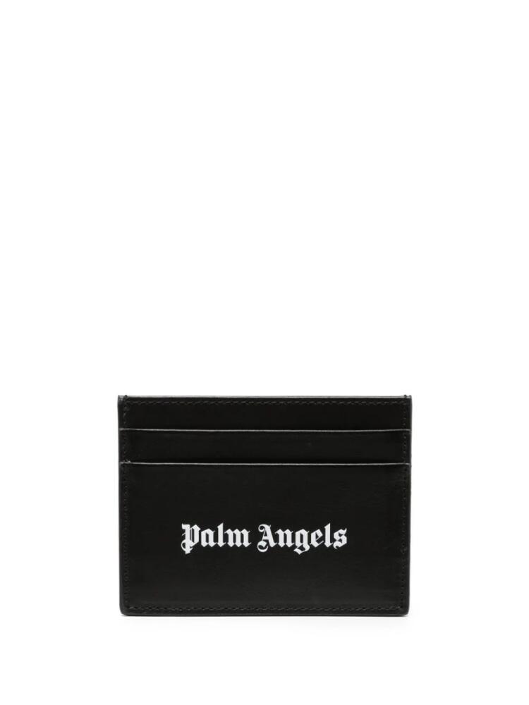 Palm Angels logo-print leather card holder - Black Cover