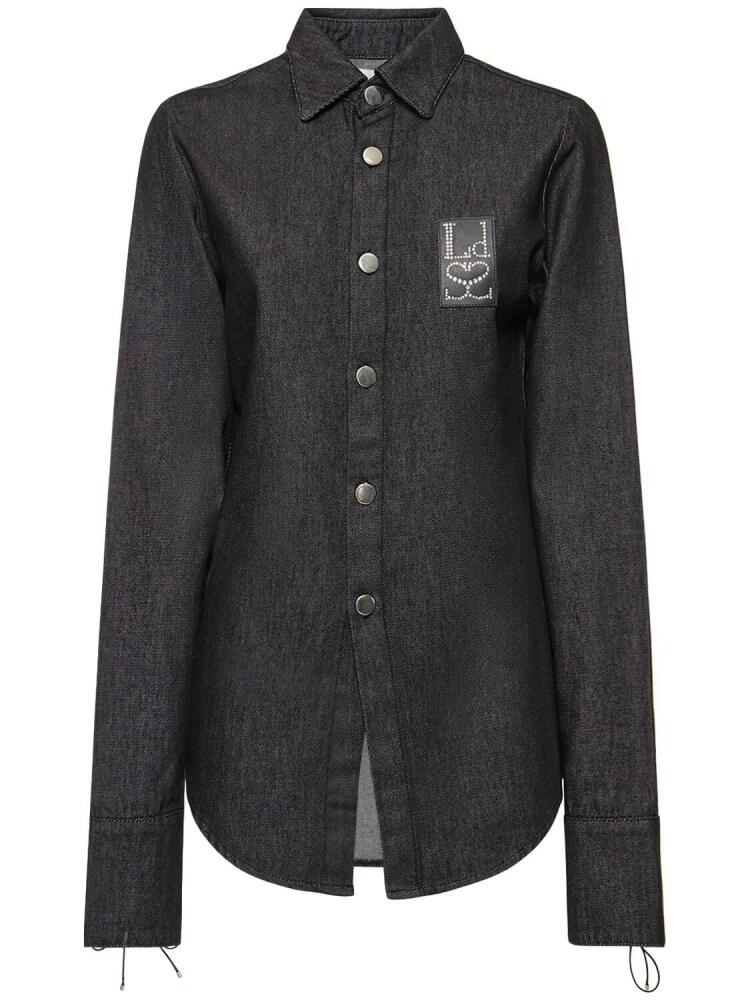 LUDOVIC DE SAINT SERNIN Slim Fit Denim Shirt W/ Logo Patch Cover