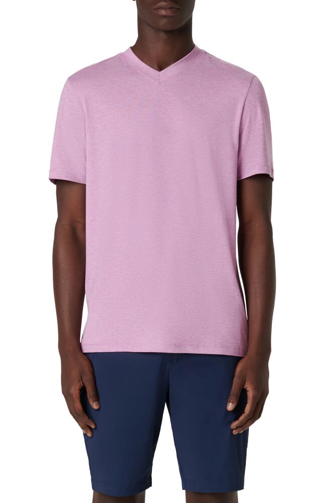 Bugatchi V-Neck Performance T-Shirt in Violet Cover