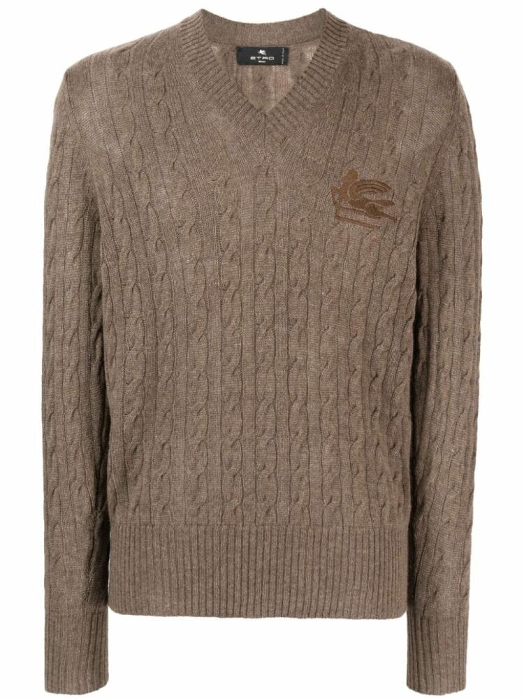 ETRO logo-embroidered cashmere jumper - Brown Cover