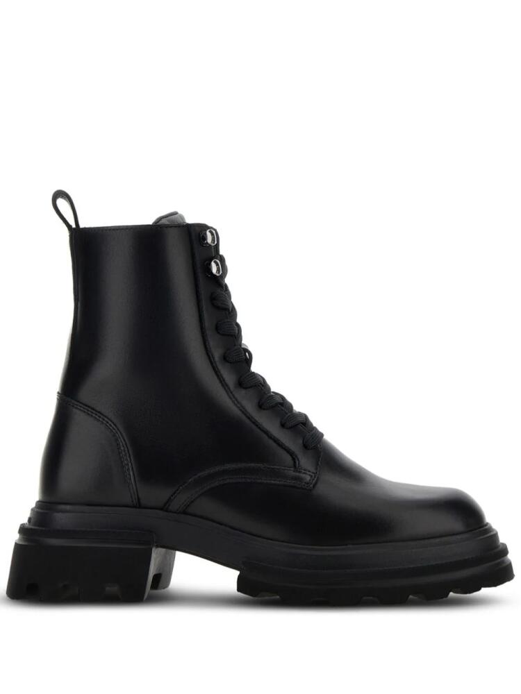 Hogan leather combat ankle boots - Black Cover