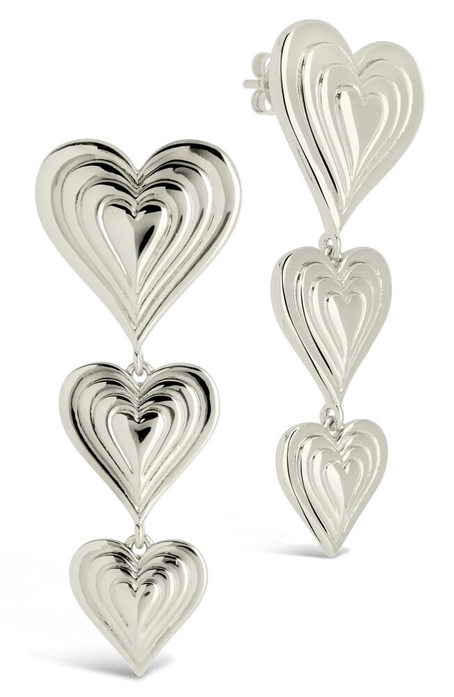 Sterling Forever Beating Heart Linear Drop Earrings in Silver Cover