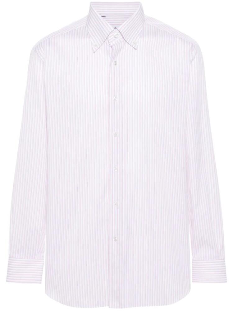 Brioni striped cotton shirt - Pink Cover