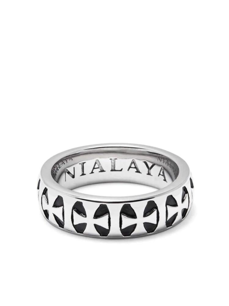 Nialaya Jewelry cross-engraved flat ring - Silver Cover