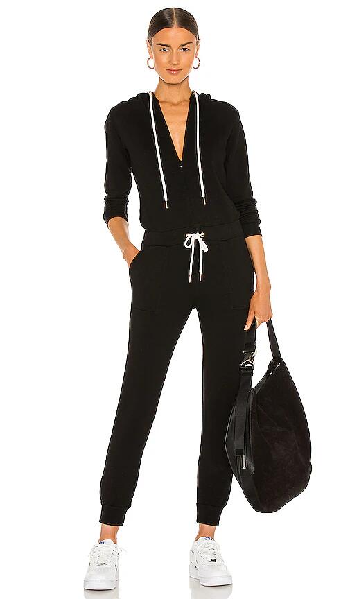 MONROW Supersoft Fleece Hooded Jumpsuit in Black Cover