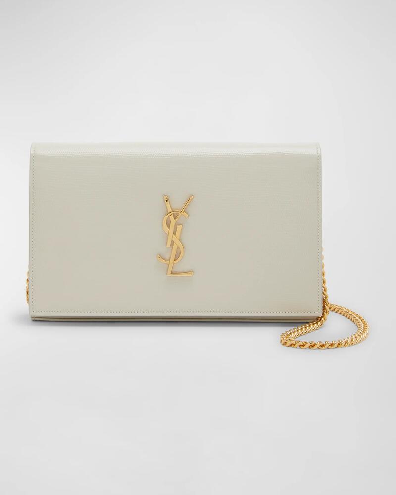 Saint Laurent Kate Medium YSL Wallet on Chain in Croc Embossed Leather Cover