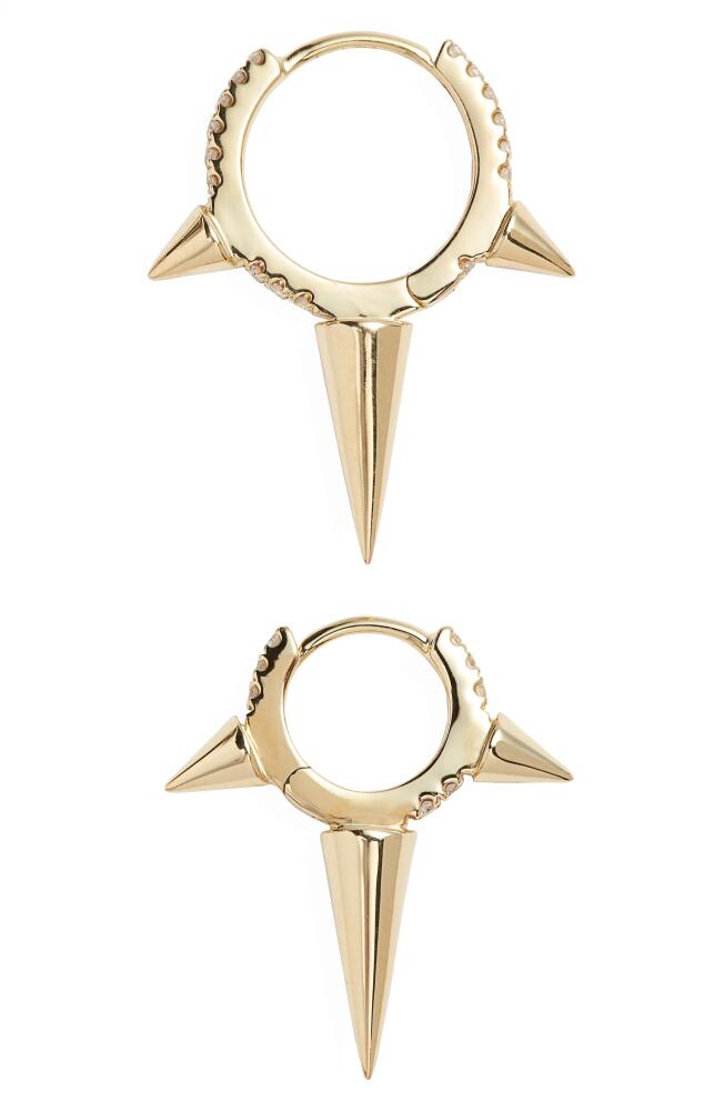 Maria Tash Triple Spike Diamond Eternity Clicker Earring in Yellow Gold/Diamond Cover