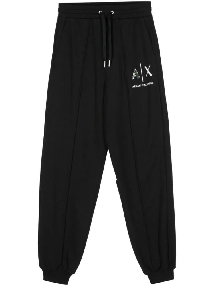 Armani Exchange logo-print straight-leg track pants - Black Cover