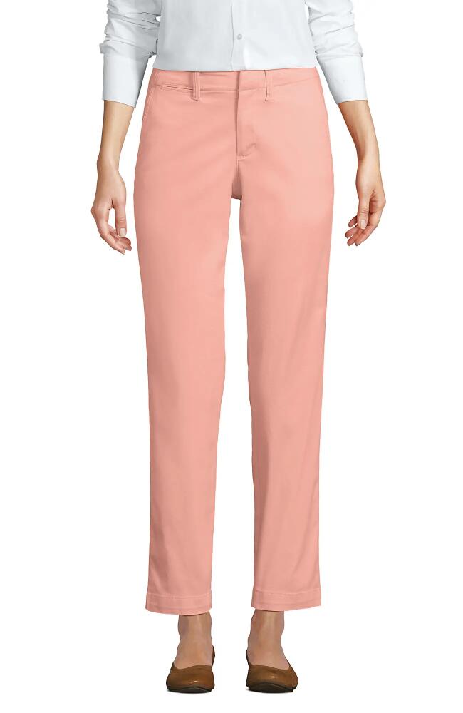 Lands' End Mid Rise Classic Straight Leg Chino Ankle Pants in Crisp Peach Cover