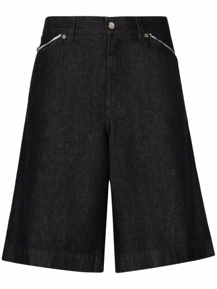 Dolce & Gabbana logo-plaque denim bermuda shorts - Black Cover