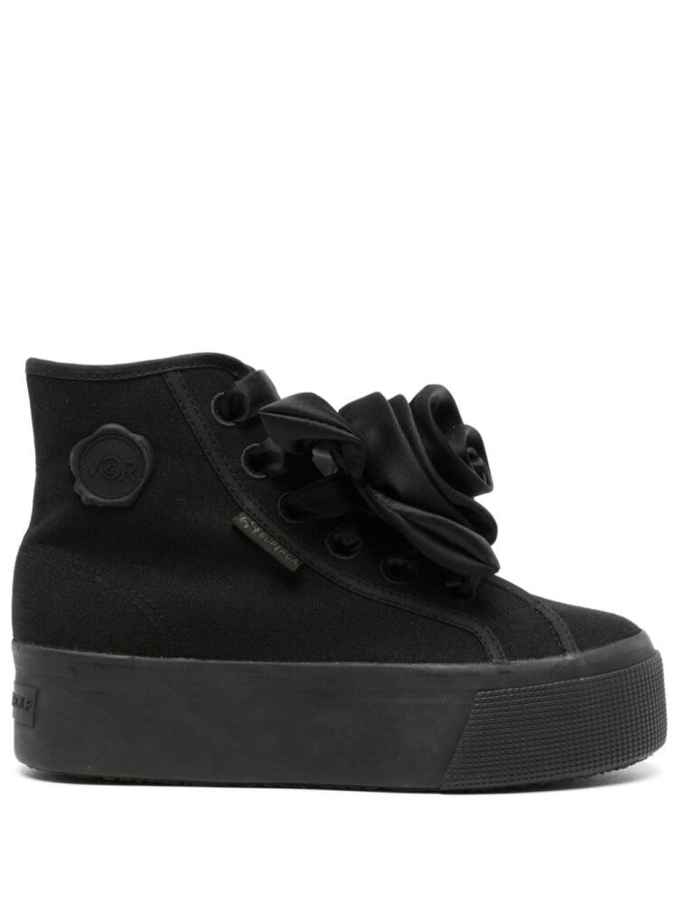 Viktor & Rolf x Superga satin-rose high-top sneakers - Black Cover