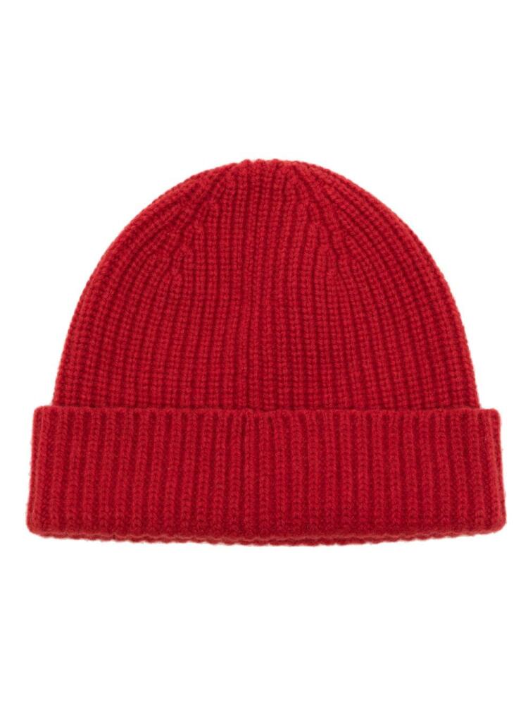 Pringle of Scotland ribbed-knit turn-up brim beanie - Red Cover