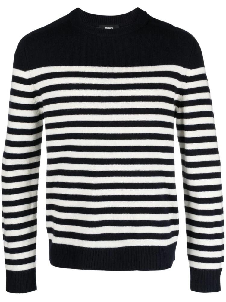 Theory Latho striped cotton jumper - Blue Cover