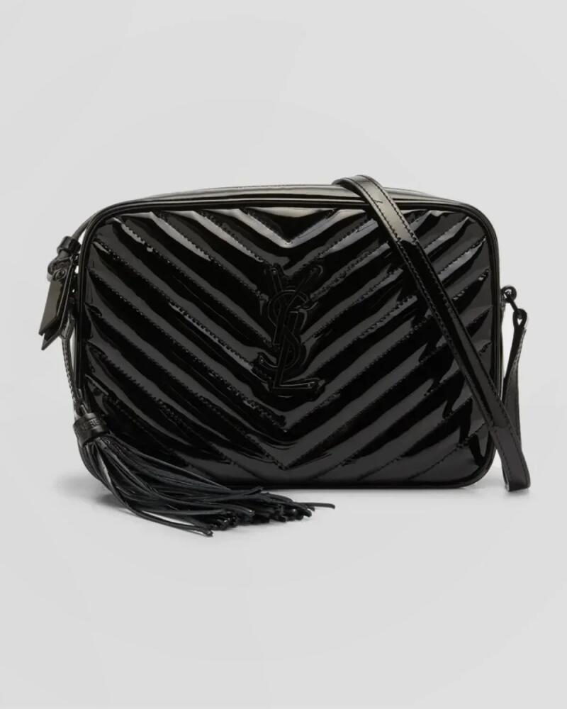 Saint Laurent Lou Medium YSL Camera Bag with Pocket and Tassel in Quilted Patent Leather Cover