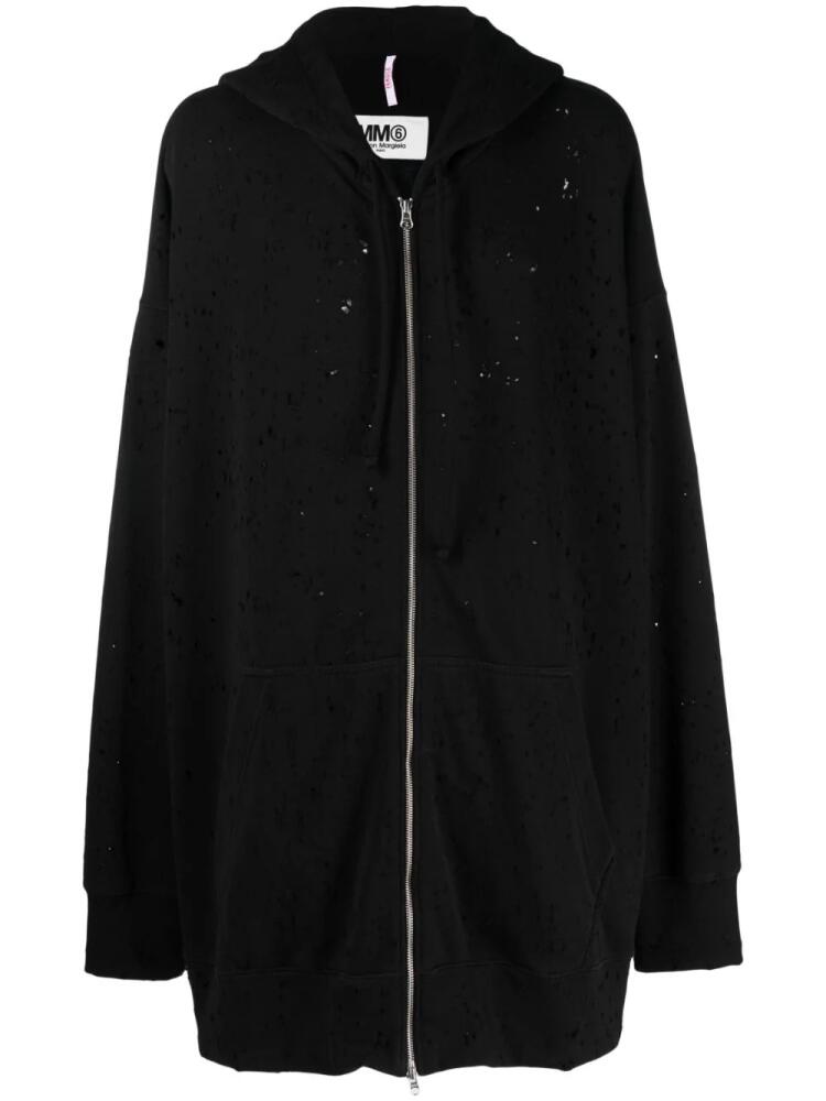 MM6 Maison Margiela oversize perforated hooded jacket - Black Cover