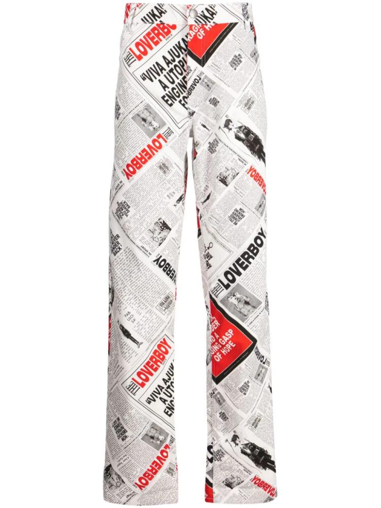 Charles Jeffrey Loverboy newspaper-print straight-leg jeans - Multicolour Cover