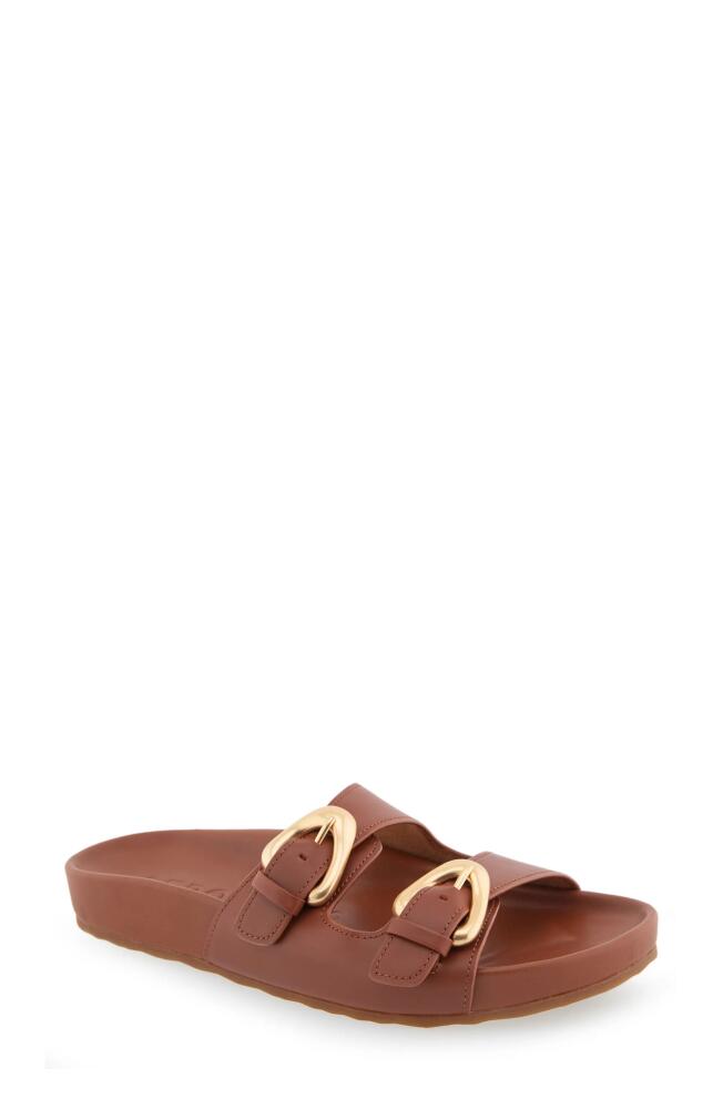 Aerosoles Link Buckle Slide Sandal in Ginger Bread Leather Cover