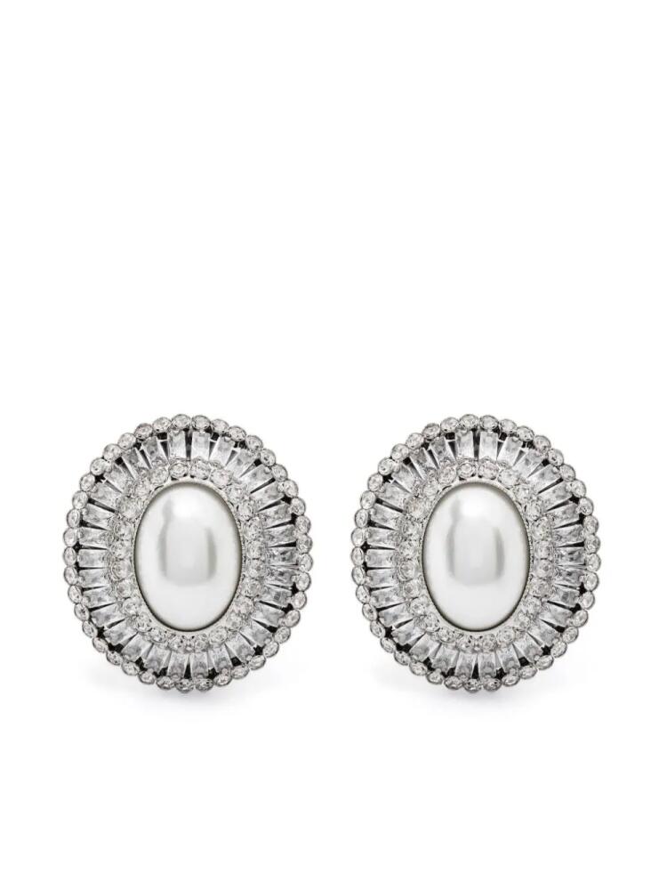 Alessandra Rich crystal-embellished clip-on earrings - Silver Cover